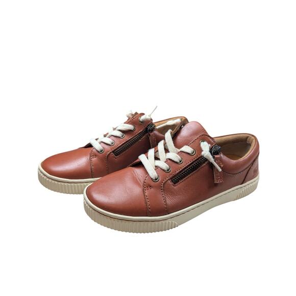 Børn Shoes - Born Paloma Brown Leather Zip-Up Laced Sneakers Shoes Size Womens 6.5 Comfort